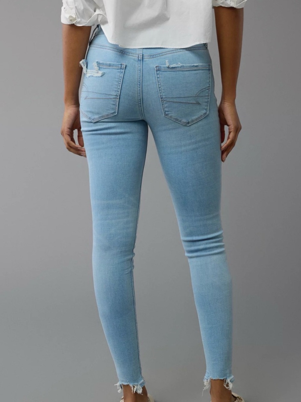 American Eagle High-Rise Light Blue Jeggings for Women - 18 Short or 20 Reg